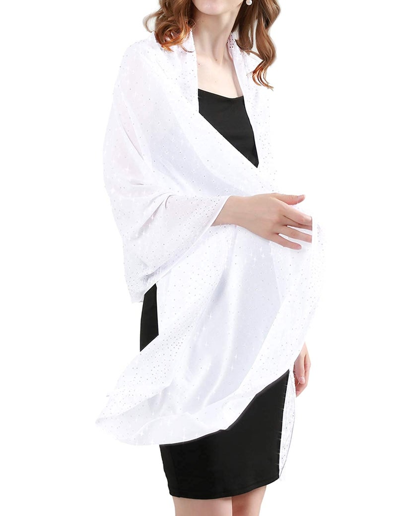 BANETTETA White Shawls and Wraps for Evening Dresses Shawl Wraps for Women (White) - Image 2